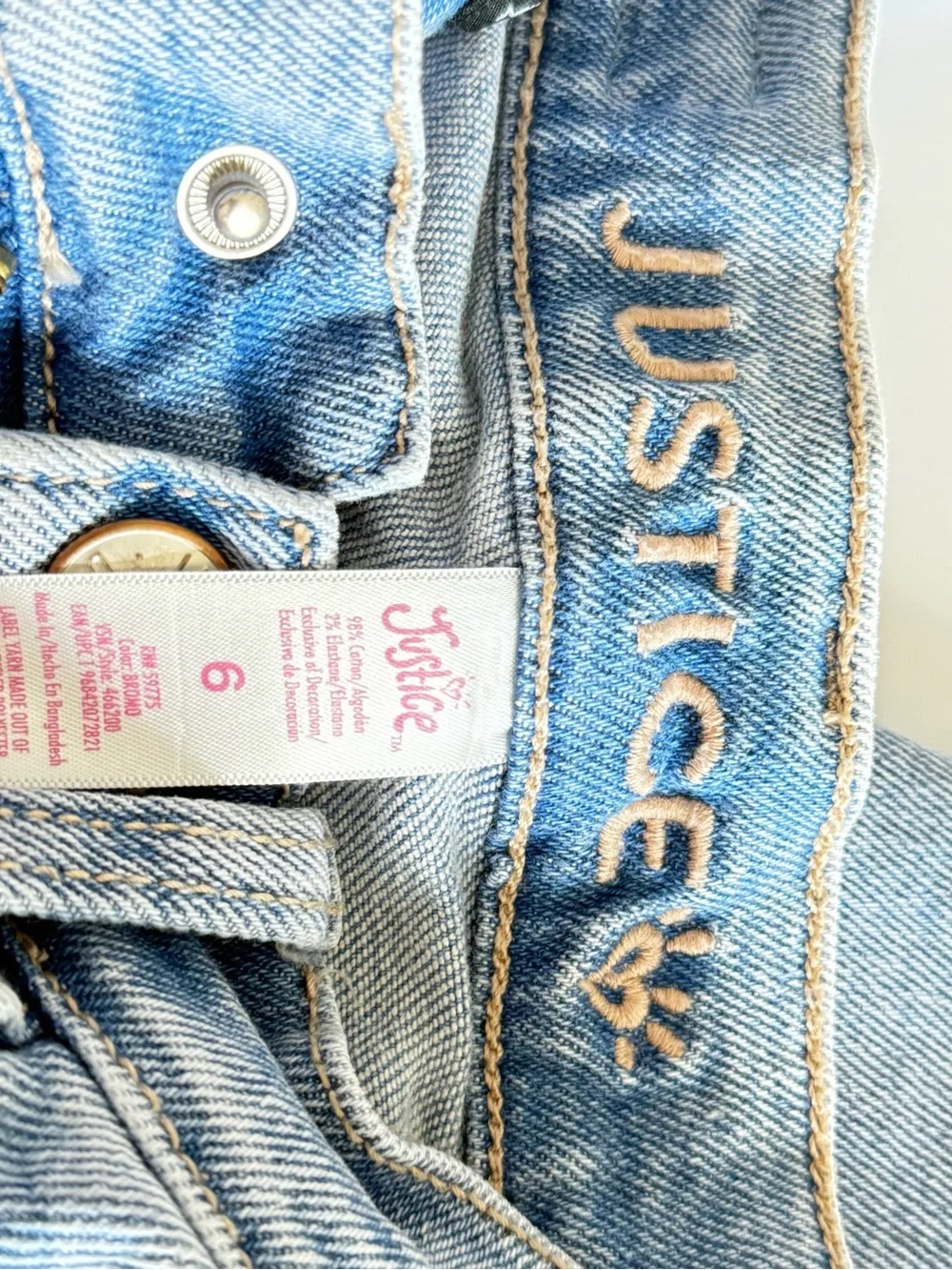 Justice Light Blue Distressed Boyfriend Jeans with Striped Patch